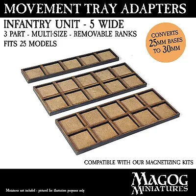 Movement Tray Adapters 25mm To 30mm -5 WIDE.  For Warhammer The Old World. Magog • $14.75