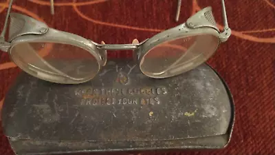 Vintage Metal AO  Goggles Case Wear These Goggles Protect Your Eyes 2-1-D • $35