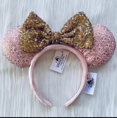 US Disney Parks Princess Minnie Mouse Ears Pink & Gold Headband 2023 • $17.45