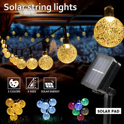 12M 100 LED String Lights Solar Retro Bulb Garden Fairy Ball Hangin Outdoor Lamp • £7.99