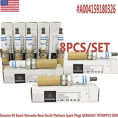 8 Genuine Bosch Mercedes Benz Doubl Platinum Spark Plugs GERMANY YR7MPP33 OEM US • $25.99