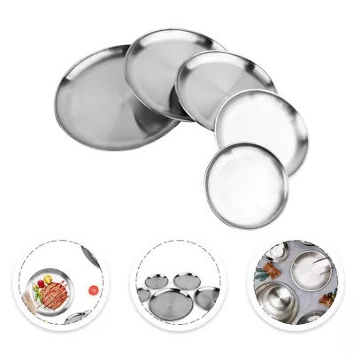 Stainless Steel Round Dinner Plates - Camping Metal Dishes • £8.79