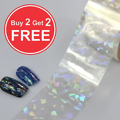 20x4cm Transfer Foil Holographic Clear Nail Art Glitter Stickers 3D Nails UK • £1.99