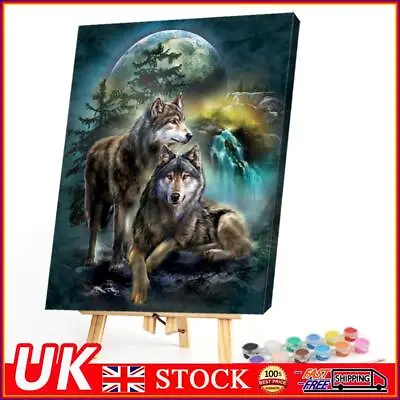 Oil Paint By Numbers Wolf Frameless Picture Craft Kits For Home Living Room • £8.89