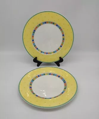 2 Villeroy & Boch Twist-Alea Limone Dinner Luncheon Plates 10.5” Yellow Colorful • $24.95