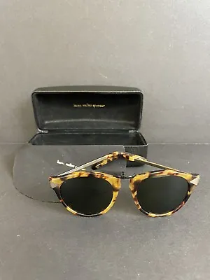 Karen Walker Helter Skelter Round Tortoiseshell Print Sunglasses Black Hard Case • $64.99