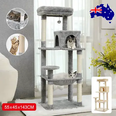 Large Cat Tree Scratching Post Scratcher Tower Condo House Bed Stand Toys 143cm • $68.05