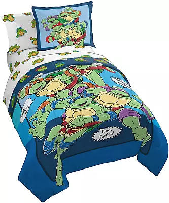 Teenage Mutant Ninja Turtles Ready To Roll Kid Twin Bed Comforter & Sheet 5Piece • $90.99