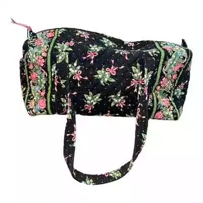 Vera Bradley New Hope Small Duffel Bag Travel Retired Black Pink Floral USA EUC  • $49.99