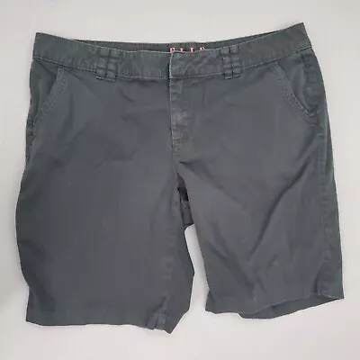 ELLE Shorts Womens Size 16 Chino Twill Mid Rise Bermuda Cotton Black • $11.24