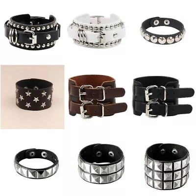 Punk Rivet Leather Gothic Bracelet Bangle Women Men Wristband Cuff Jewelry Gifts • $1.88