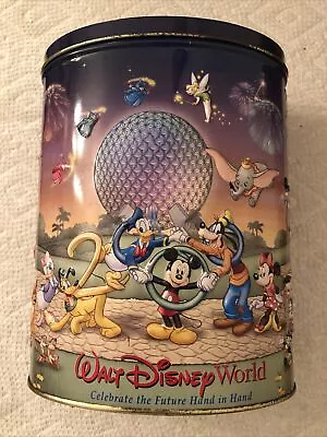 Walt Disney World Vintage Candy Tin Celebrate The Future Hand In Hand 2000 • $9