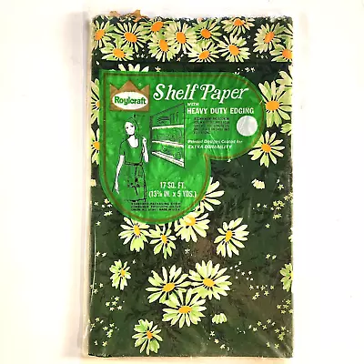 Vintage Roylcraft Shelf Paper Green W/Flowers Heavy Duty Edge Unopened 17 Sq Ft • $15.95