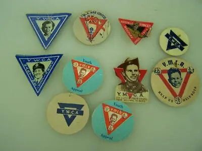 Selection Of 10 Vintage YMCA YWCA Card Celluloid Donation Pin Badges         141 • $29.95
