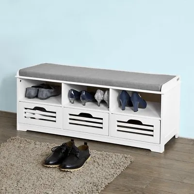 £69.95 • Buy SoBuy® Shoe Storage Bench With Drawers, Storage Cubes & Seat Cushion, FSR36-W,UK
