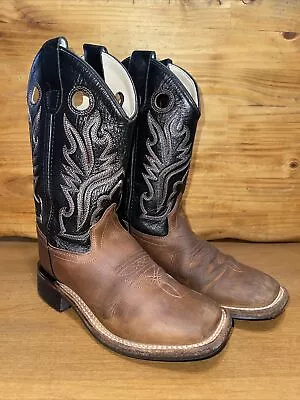 Old West Youth Western Cowboy Boots Carona Leather Square Toe BSC1814 Size 2.0 D • $17.89