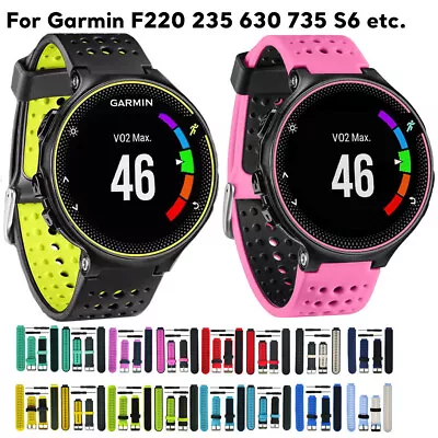 Dual Color Holes Rubber Watchband For Garmin Forerunner 235 620 S6 S20 735 Strap • $16.26