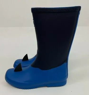 Joules 207329 Junior Roll Up Navy Shark Fin Wellingtons Welly Kid Child Size 3 • $29