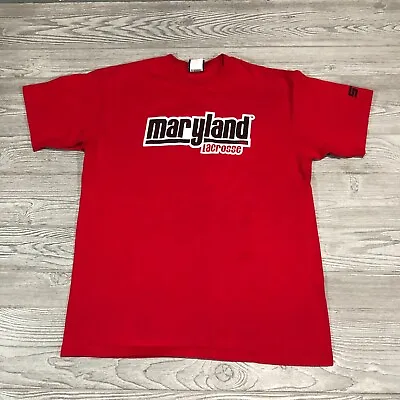 Maryland Shirt Mens L Red STX Y2k Terrapins Terps Lacrosse College NCAA 5005 • $15.96