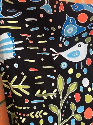 Ikea { Kajsa Aronsson 2010 Bold Graphic Floral People Bird Tree Naive Fabric • £20