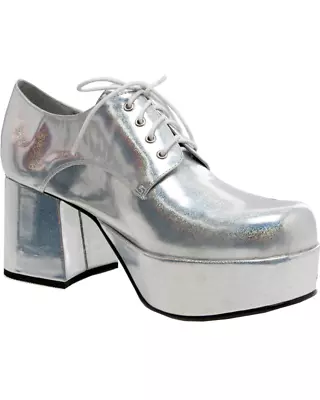 70s Pimp Silver Mens Shoes • $110.99