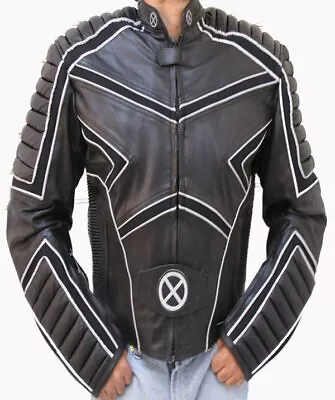 X-MEN Motorcycle Leather Jacket Racing Riding Jacket With Armor W/ Reflector New • $179.99