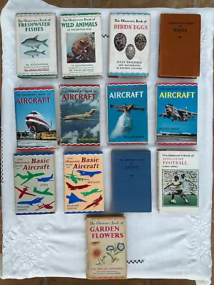 13 Observer’s Books 1958-72 Inc.Aircraft Ships Birds Fish Flowers Football • £19.99