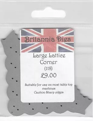 Britannia Dies. Lattice Corner Cutting Die. Up To 7.5x7.5cm. Die Cutting Crafts • £9