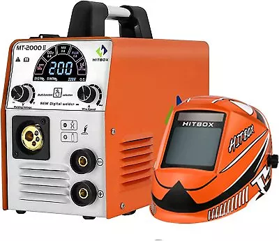 £205.99 • Buy HITBOX 4in1 MIG Welder Gas Gasless 200A MIG ARC Lift TIG Machine W/Welding Mask