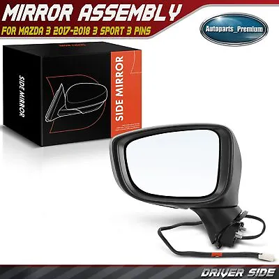 Left Driver Black Power Non-Heated Mirror For Mazda 3 2017-2018 3 Sport 3 Pins • $52.99