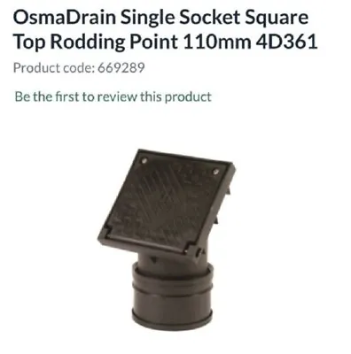 £39.95 • Buy Osma Drain Single Socket Square Top Rodding Point 110mm 4D361