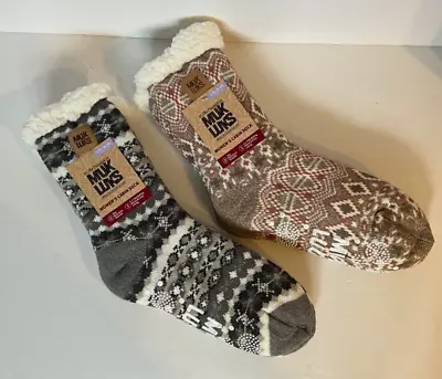 MUK LUKS Women's Cabin Socks 2 X Pairs (L/XL 8/10) Fuzzy Non-Skid Slipper Socks • $14.99