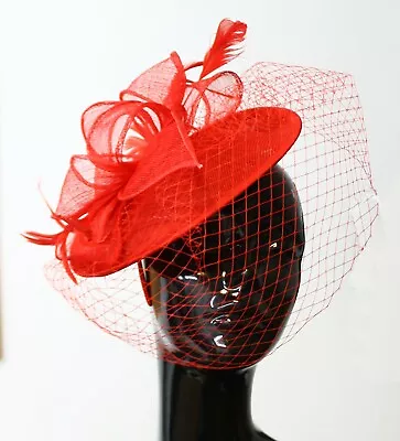 Saucer Sinamay Headband Fascinator Wedding Ascot Hat Hatinator Birdcage Veil • £24.99