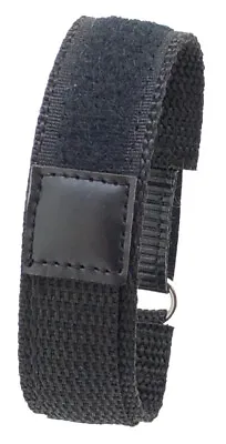 Black 18 / 20 / 22 / 24mm Wrap Around Hook & Loop Sport Nylon Canvas Watch Strap • £4.50