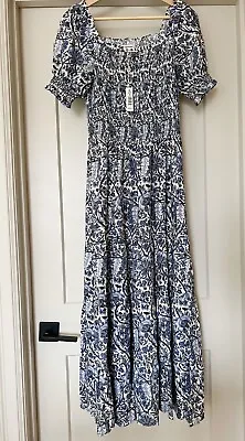 Max Studio Women's S Square Neck Blue Floral Maxi Dress NWT • $27.90