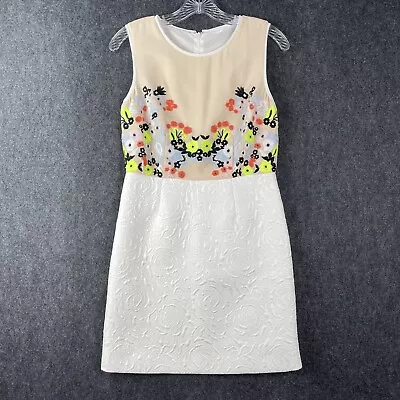 C. LUCE Embroidered Pencil Dress Lined Casual White Floral Print EUC (no Size) • $9.99
