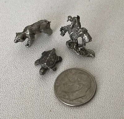 Vintage Tiny Miniature Metal/Pewter Animal Figurines Lot Of 3 • $19.99