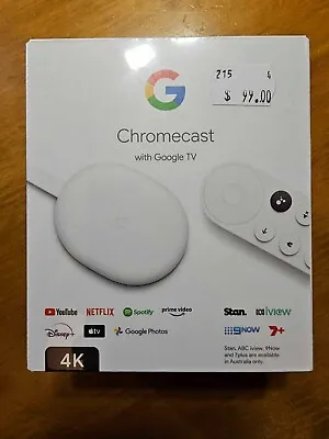 $79 • Buy Google Chromecast With Google TV + Remote 4K GA01919-AU With Apple TV RRP $99