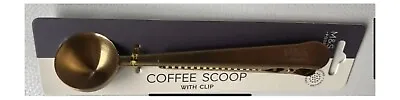 NEW M&S ~ Ground Coffee Measuring Scoop Spoon With Bag Seal Clip Gold Colour • £9.99