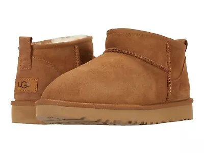 Womens Shoes UGG CLASSIC ULTRA MINI Sheepskin Ankle Boot 1116109 CHESTNUT 10 NEW • $79
