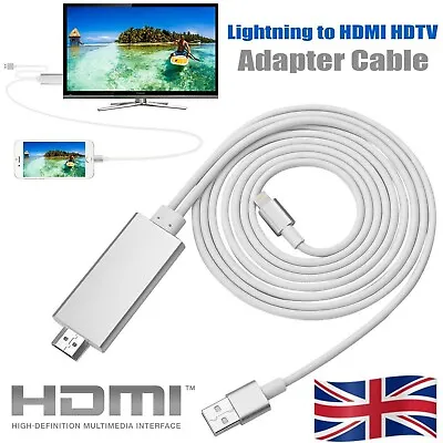 8 Pin To HDMI Cable TV Adapter 1080P For IPhone 7 8 SE XR XS 11 12 13 14 Pro Max • £10.99