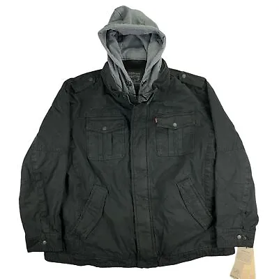 $74.97 • Buy Levi's Mens Big & Tall Sherpa Lined Hooded Trucker Jacket Black 2XL