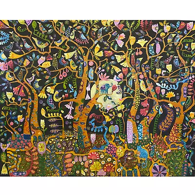 Vibrant Tree Of Life Painting Acrylic On Canvas Signed Ubud Bali Wall Art 47  • $598