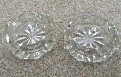 £7.50 • Buy Pair Faceted Cut Glass Tea Light Holders 