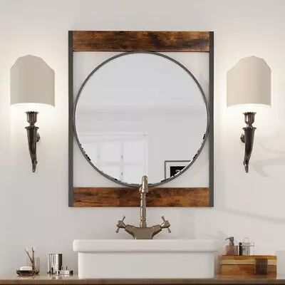  Vintage Wall Mirror Art Deco Unique Wood & Metal Frame Bathroom Living Room Dec • $119.93