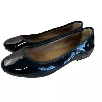 UGG Antora Patent Leather Flats Black Size 6.5 Ballet Flats Shearling Women • $29.95