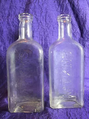 Lot Of 2 Vintage Clear Glass Bottles- Watkins Embossed Medicine Bottles- USA 6  • $12.60
