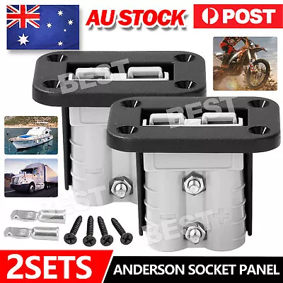 $13.95 • Buy 2Set Anderson Plug Flush Mount 50Amp Mounting Bracket Panel Cover For Caravan AU