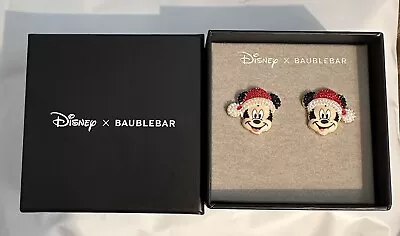 Disney Baublebar Mickey Mouse Santa Earrings Faux Pearls Stud New Christmas • $20