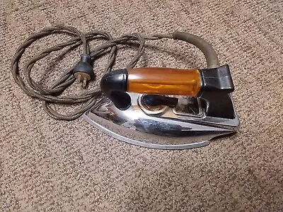 Vintage American Beauty Electric Iron Black Bakelite & Amber Lucite Handle 33AB • $10